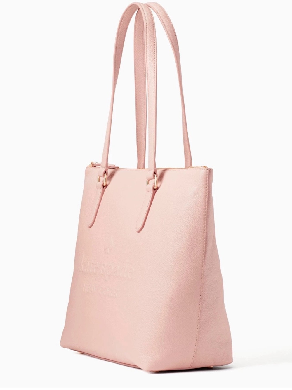 Kate Spade Larchmont Ave Logo Penny Pink Leather Large Tote - Picture 3 of 9